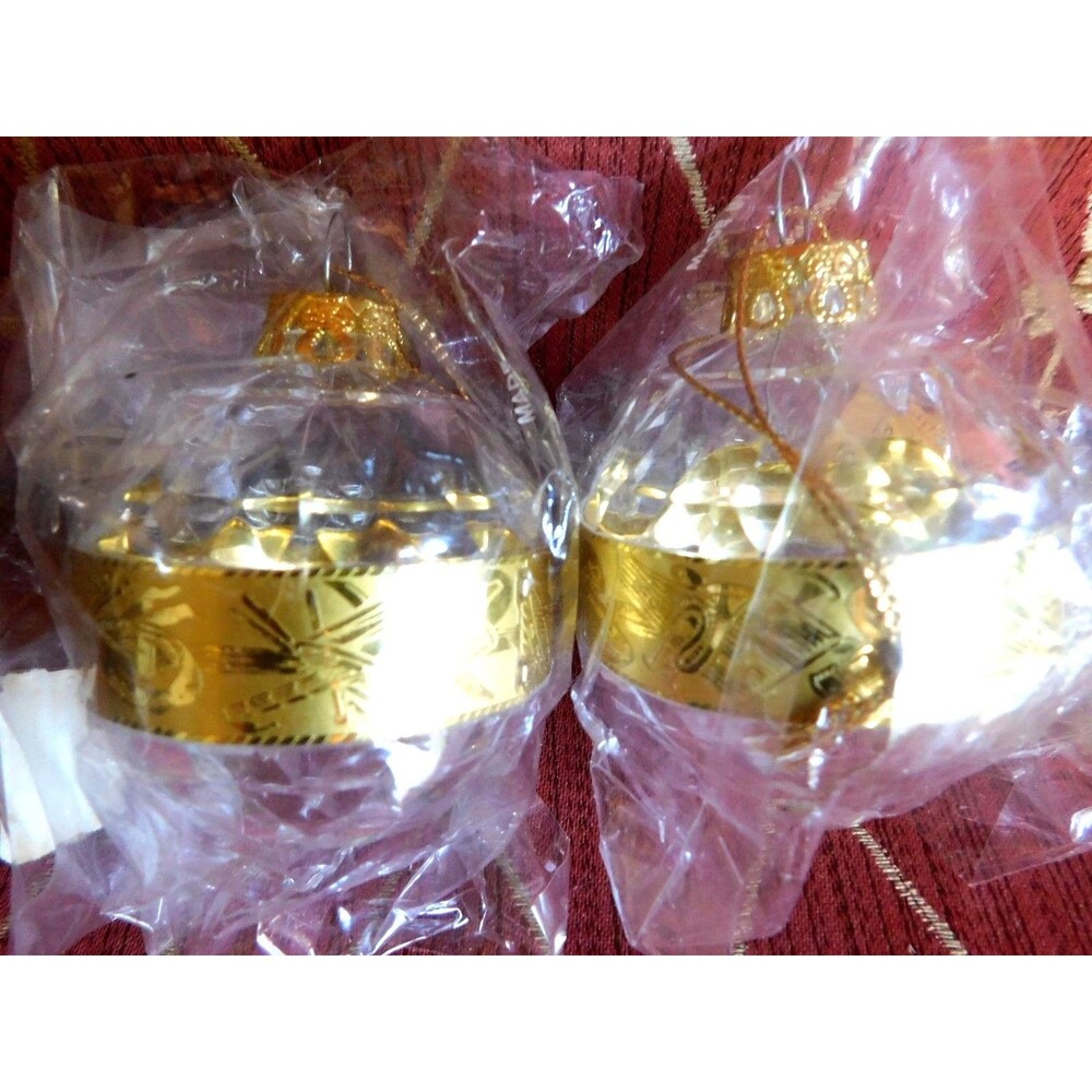 KURT S. ADLER 4" Christmas Ornament Clear With Gold Trim Instruments (2) VINTAGE
